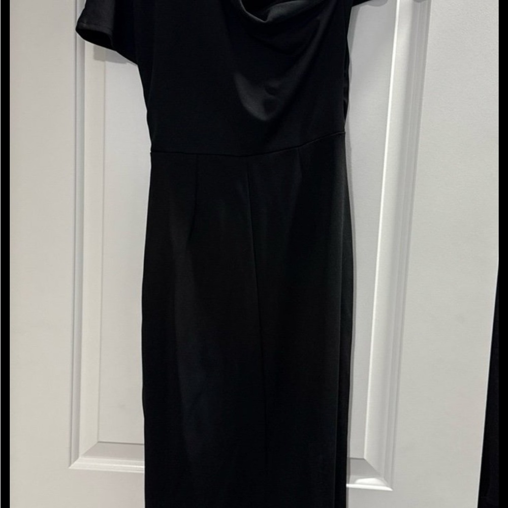 ASOS Black One Shoulder Sheath Dress Cowl Neck